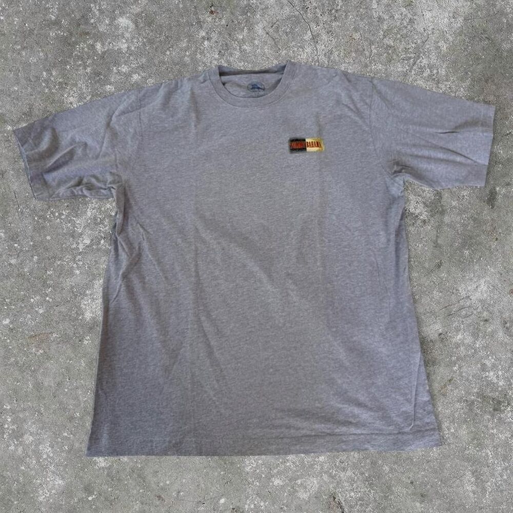 Tommy Bahama Mens Gray Graphic T-Shirt Cigarface Back Print Crew Neck Size Large
